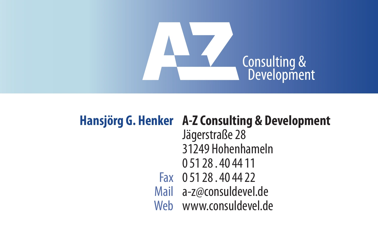 Visitenkarte von A-Z Consulting & Development